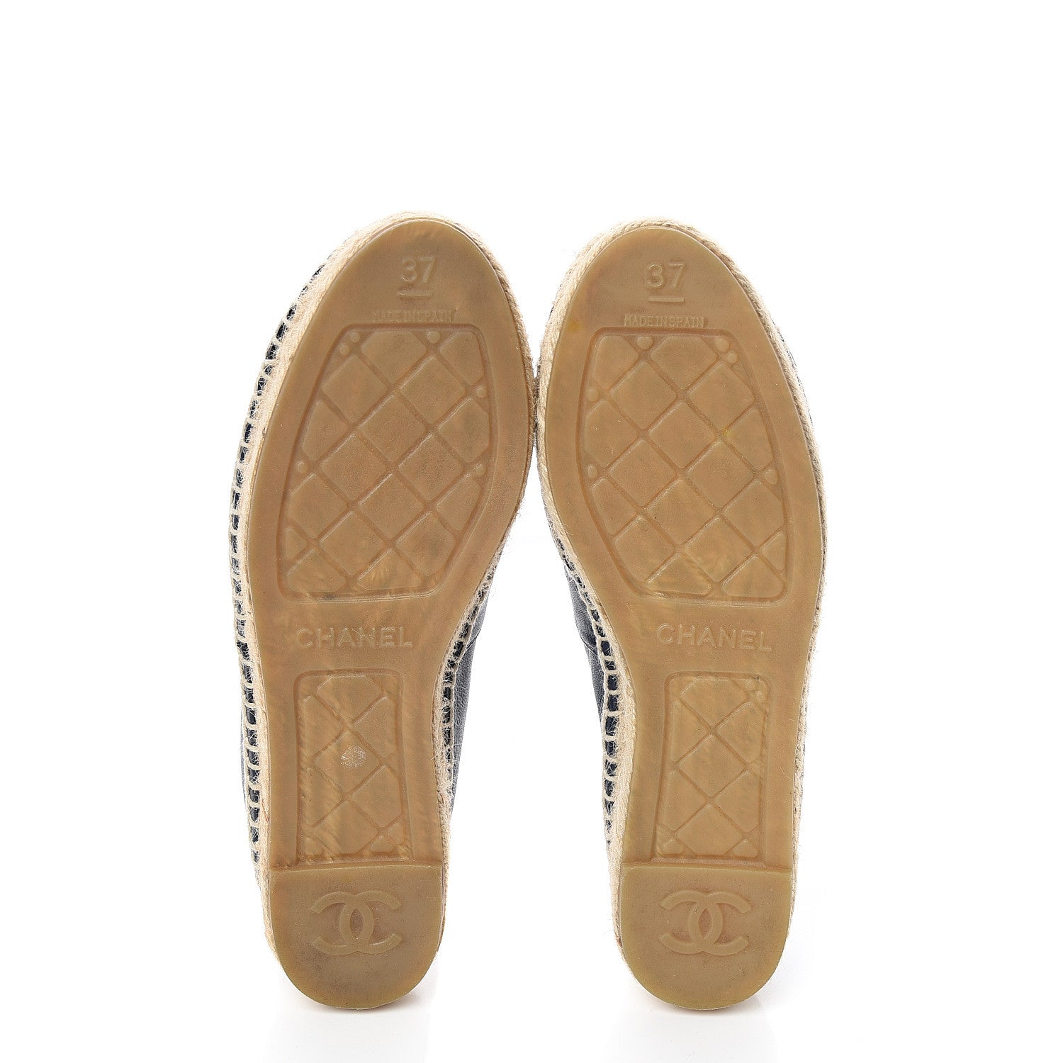 Chanel Lambskin CC Espadrilles 37 Navy Black 5 of 10