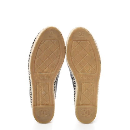 Chanel Lambskin CC Espadrilles 37 Navy Black 5 of 10