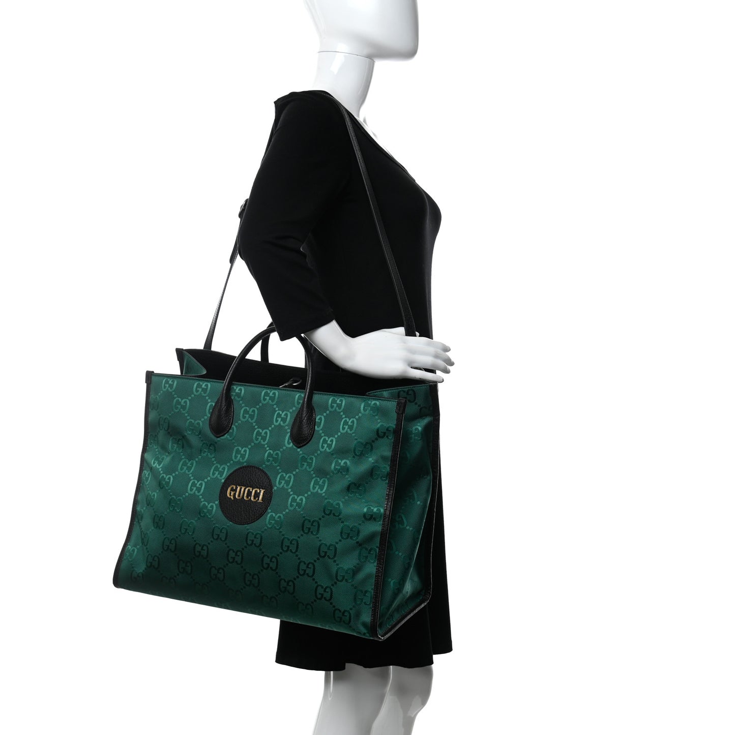 Econyl Nylon Monogram Large Off The Grid Tote Bag Scrabble Green Black