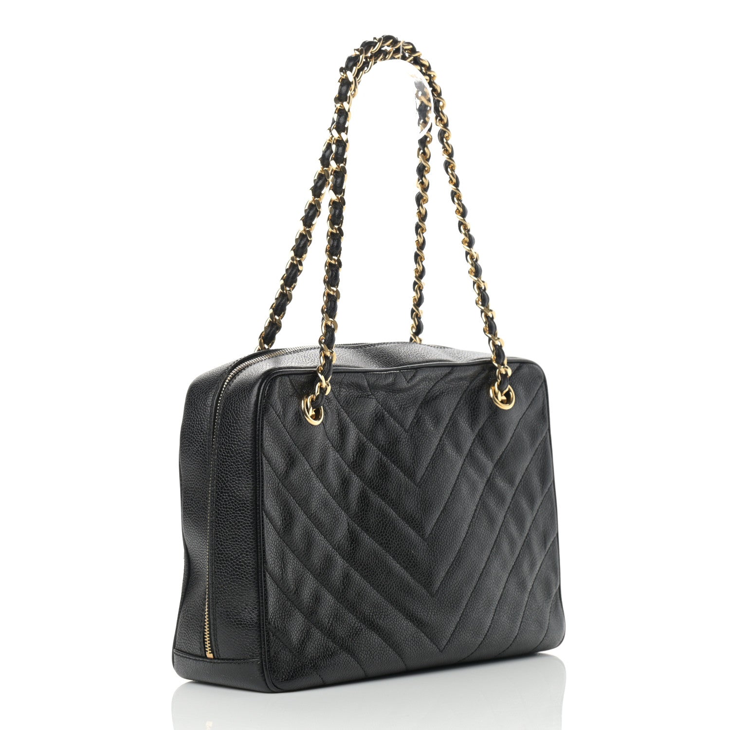 Chanel Caviar Chevron Quilted Camera Case Black 3 of 15
