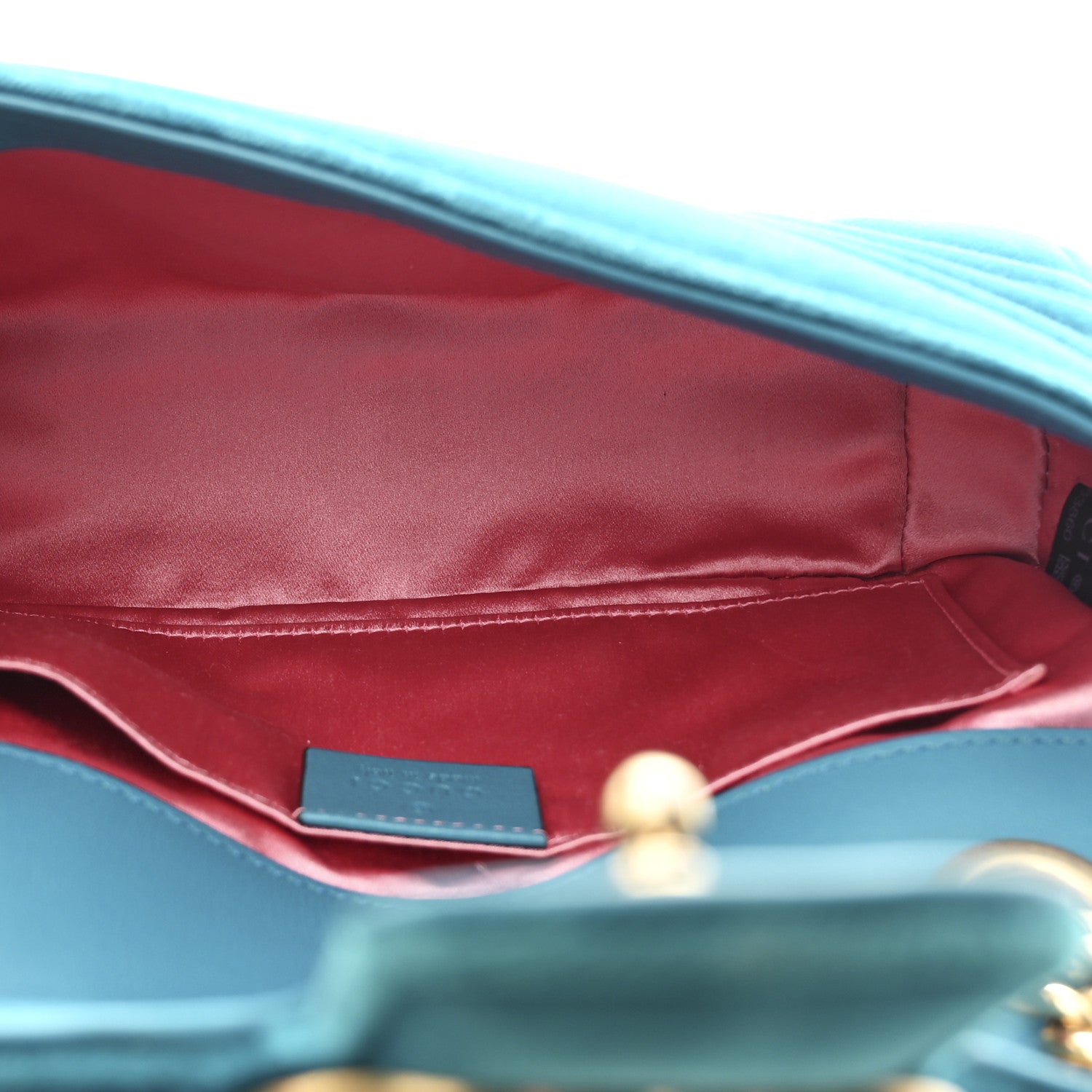 Gucci Velvet Matelasse Mini GG Marmont Shoulder Bag Pavone Cyan 5 of 10