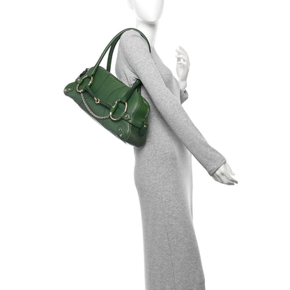 Gucci Calfskin Large Horsebit Chain Satchel Green 2 of 15