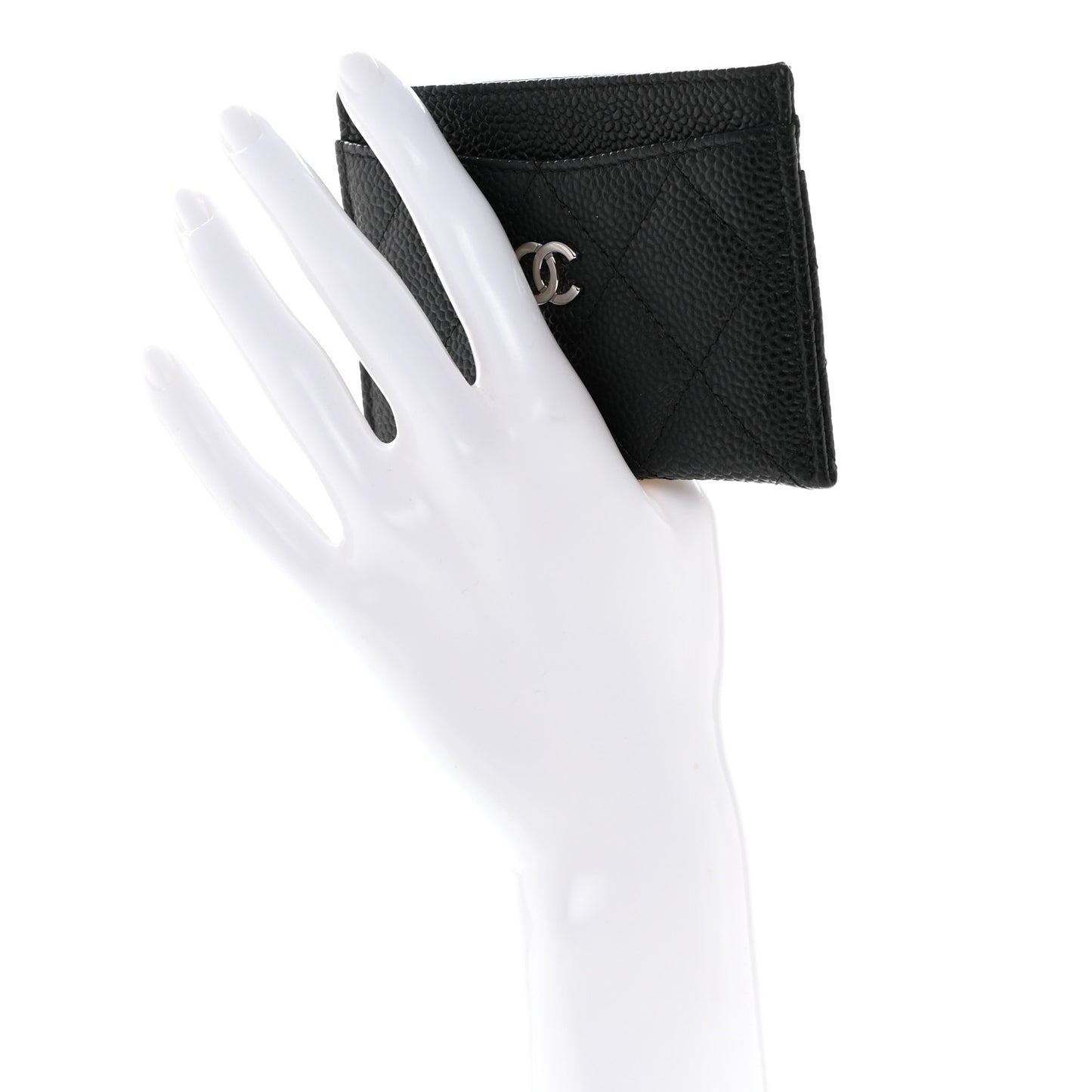 Caviar Quilted Card Holder Black