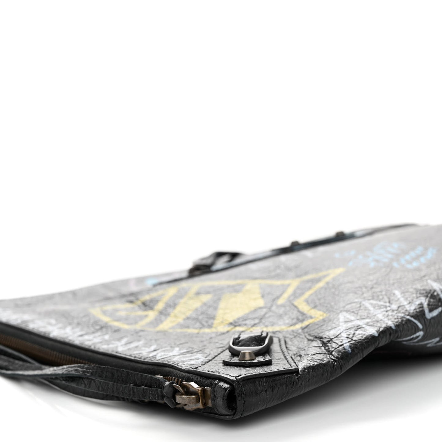 Agneau Classic Hardware Graffiti Small Pouch Black Multicolor