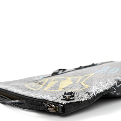 Balenciaga Agneau Classic Hardware Graffiti Small Pouch Black Multicolor 9 of 10