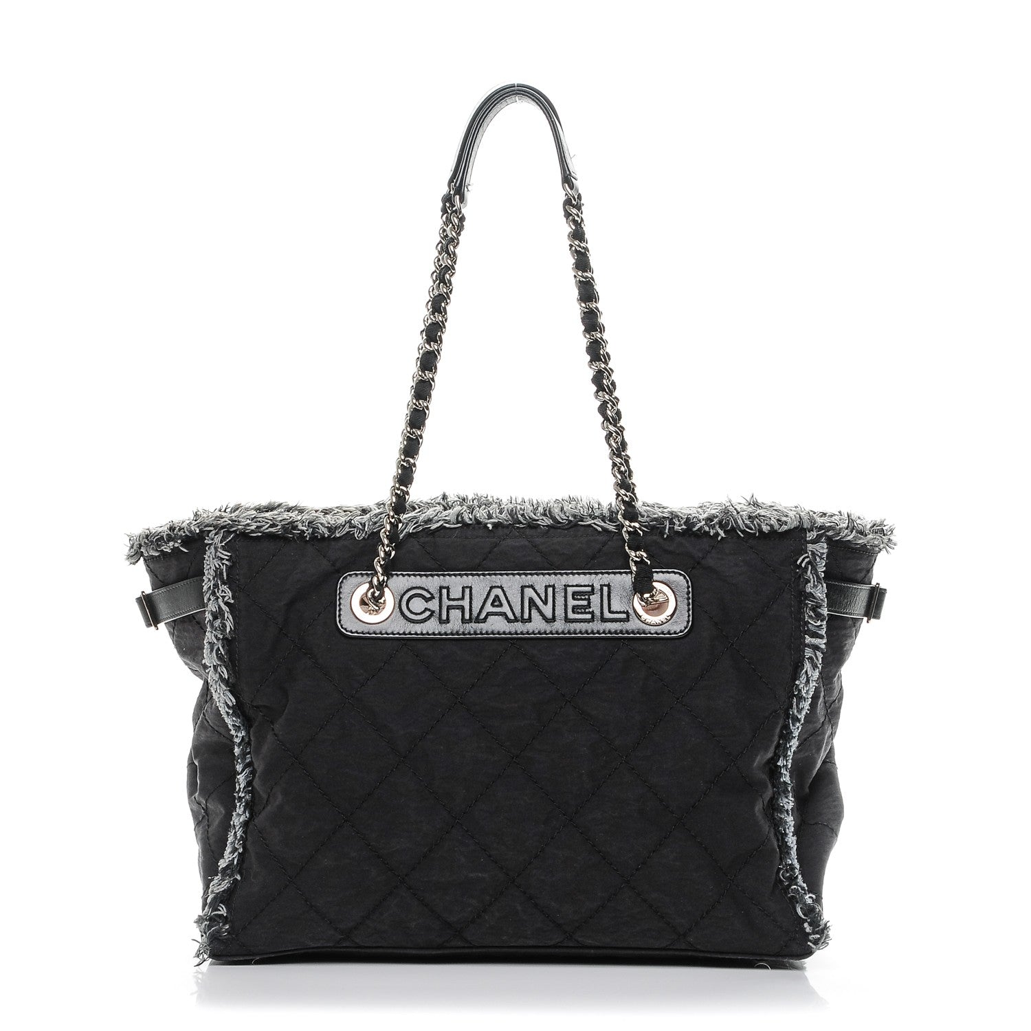Chanel Canvas Stitched Tweed Large Tote Black 1 of 7