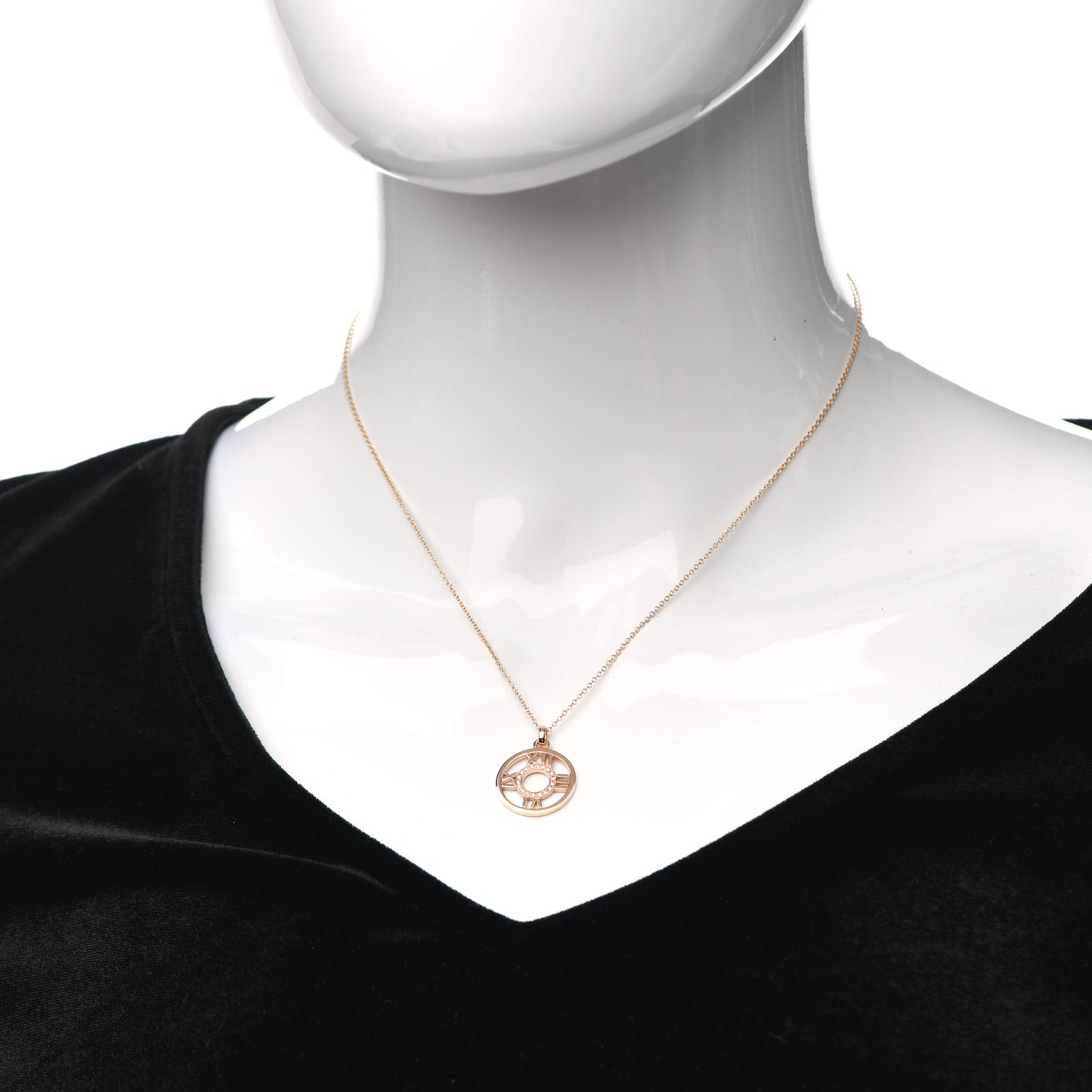 18K Rose Gold Diamond Small Atlas Open Pendant Necklace