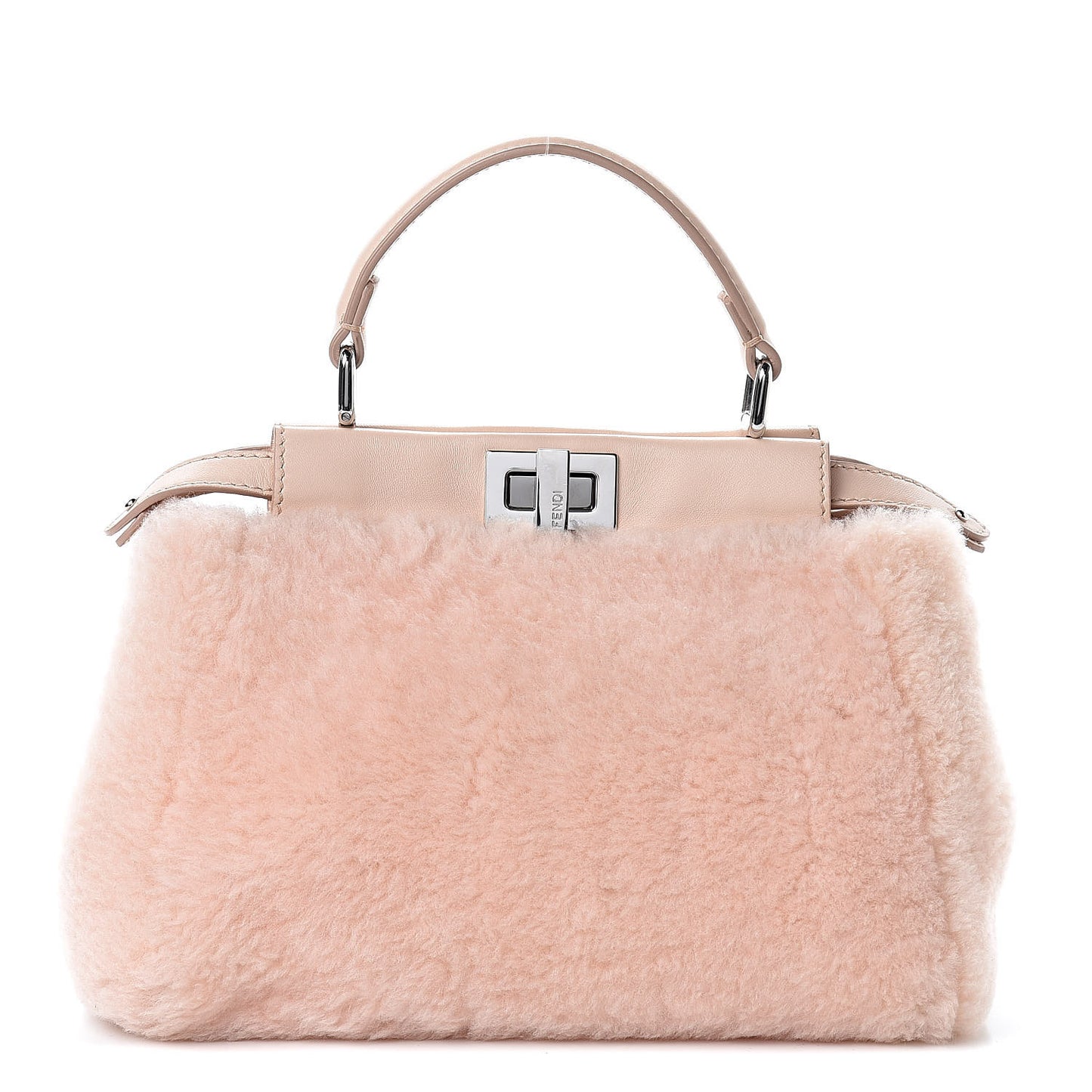 Shearling Shiny Nappa Mini Peekaboo Iconic Satchel Light Rose