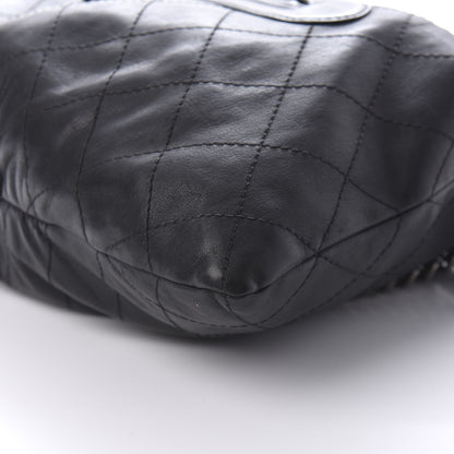 Chanel Calfskin Stitched Double Zip Hobo Black 7 of 12