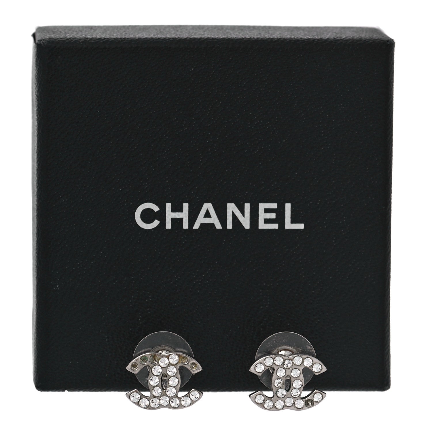 Chanel Crystal Mini Timeless CC Earrings Silver 7 of 7