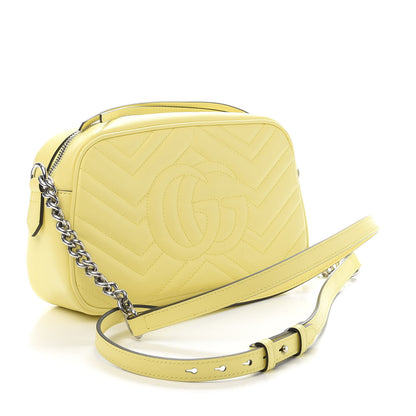 Gucci Calfskin Matelasse Small GG Marmont Chain Shoulder Bag Banana 3 of 13