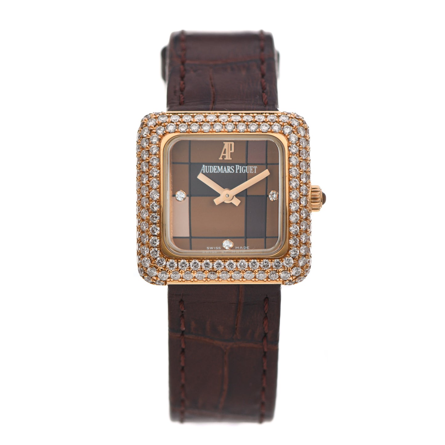 18K Rose Gold Crocodile Diamond 24.8mm Watch Brown 77215OR.ZZ.A080SU.01