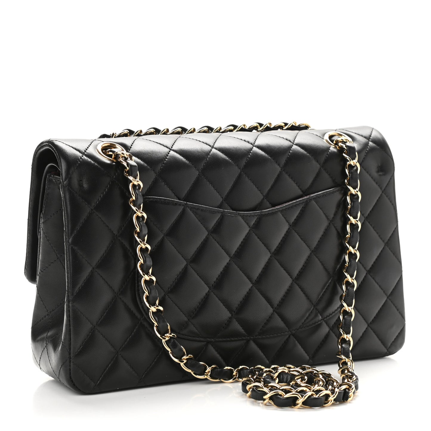 Lambskin Quilted Medium Double Flap Black
