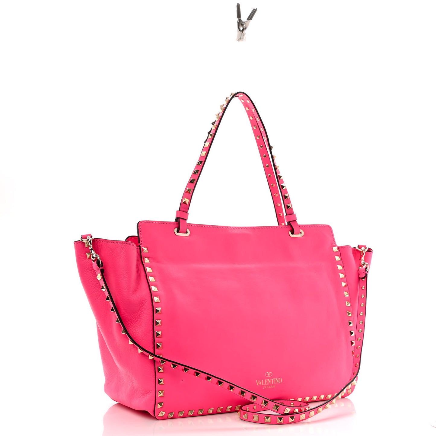 Vitello Medium Rockstud Tote Fuxia Fluo