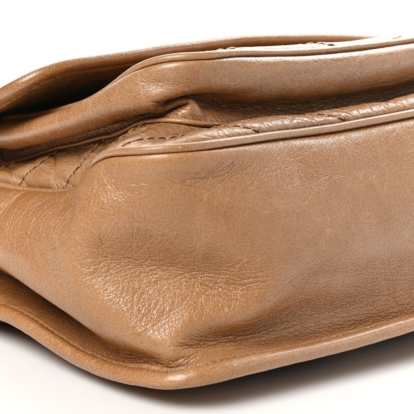 Crinkled Calfskin Matelasse Monogram Medium Niki Chain Satchel Natural Tan