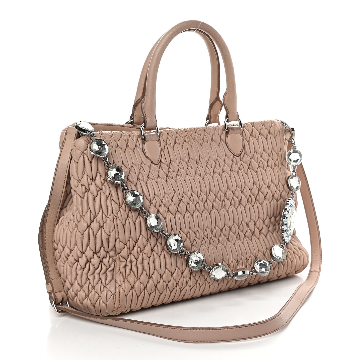 Nappa Matelasse Swarovski Crystal Tote Cammeo