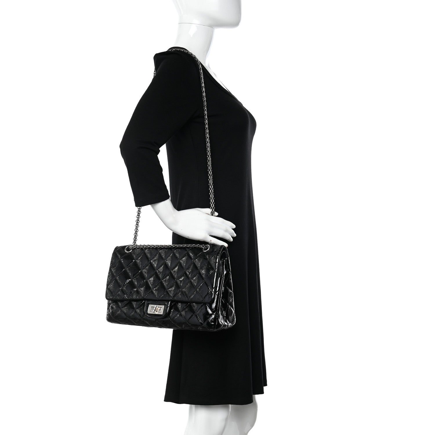 Chanel Distressed Patent Quilted 2.55 Reissue 227 Flap Black 2 of 13