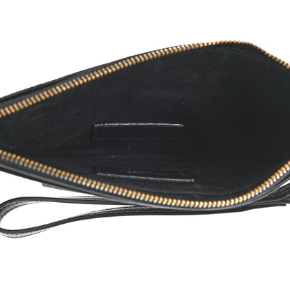 Saint Laurent Grain De Poudre Chevron Monogram Large Bill Pouch Black 5 of 8