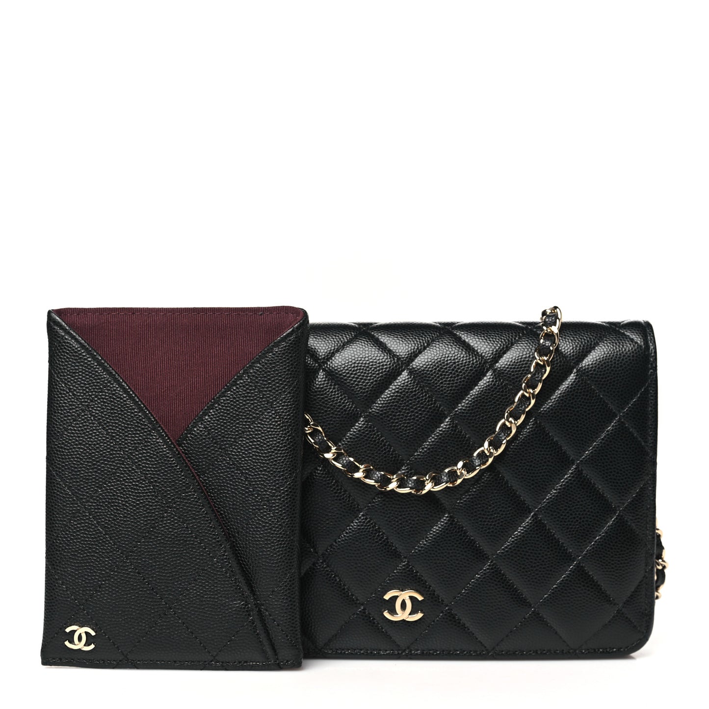 Caviar Quilted Clutch With Chain  Black