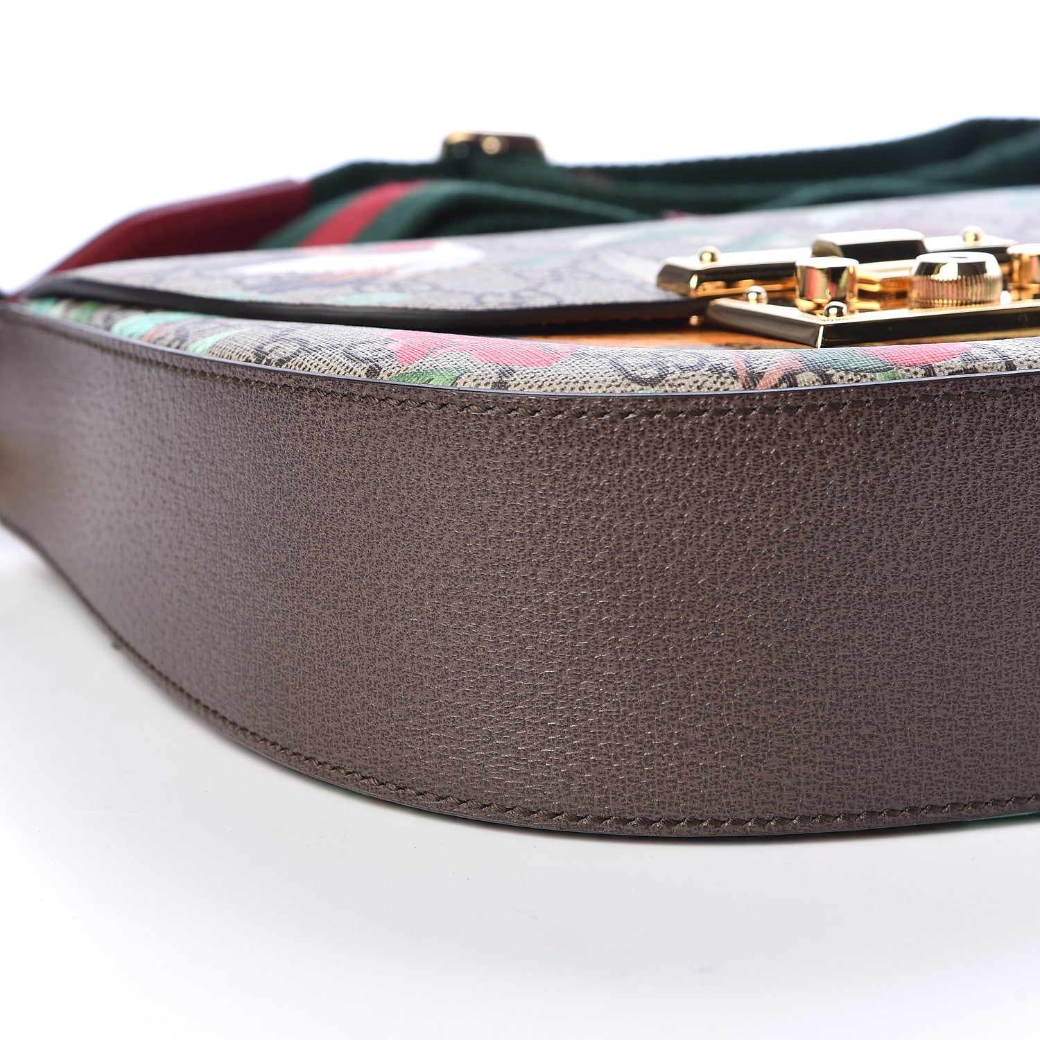 Gucci GG Supreme Monogram Tian Web Medium Padlock Messenger Shoulder Bag Beige Multicolor New Acero 7 of 9