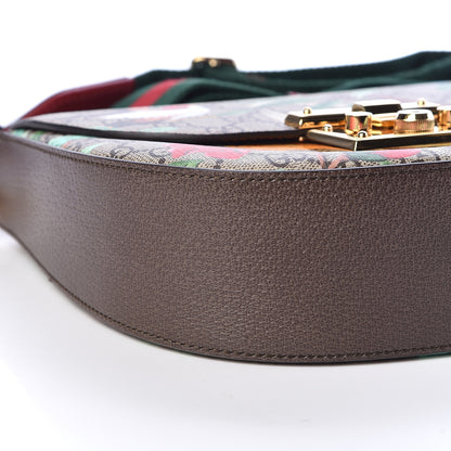 Gucci GG Supreme Monogram Tian Web Medium Padlock Messenger Shoulder Bag Beige Multicolor New Acero 7 of 9