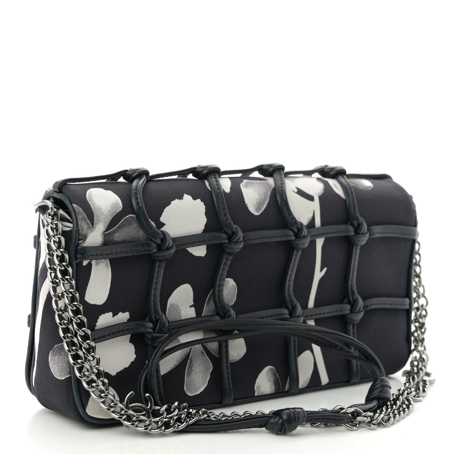 Chanel Silk Lambskin Tahiti Timeless Flap Navy White 3 of 11