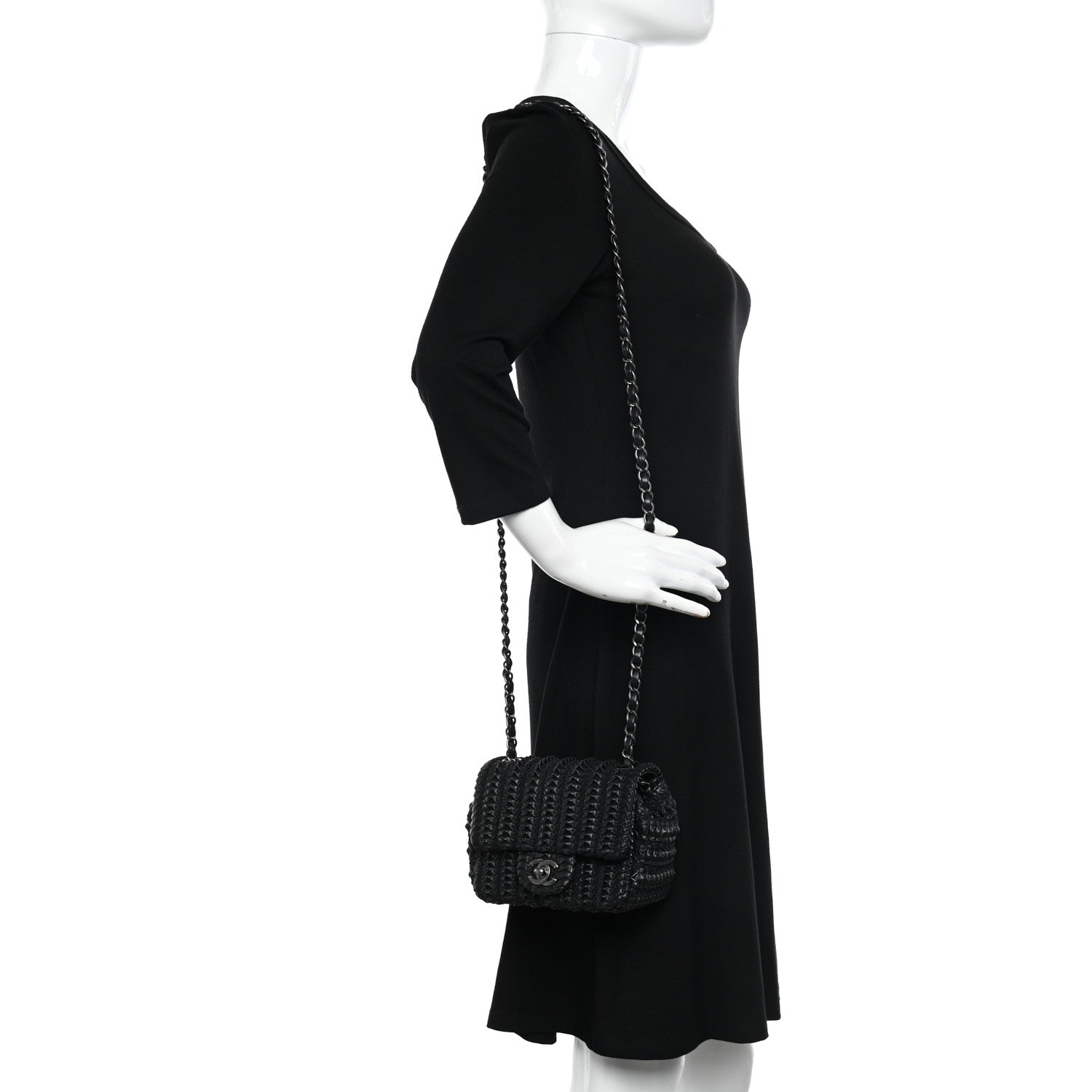 Chanel Lambskin Crochet Embroidered Small Flap Black 2 of 11