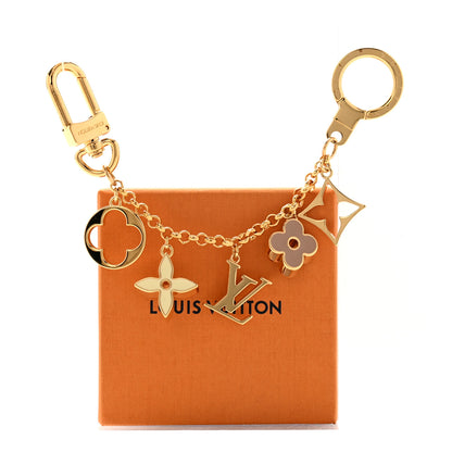 Louis Vuitton Brass Enamel Fleur De Monogram Bag Charm Chain Gold 5 of 5