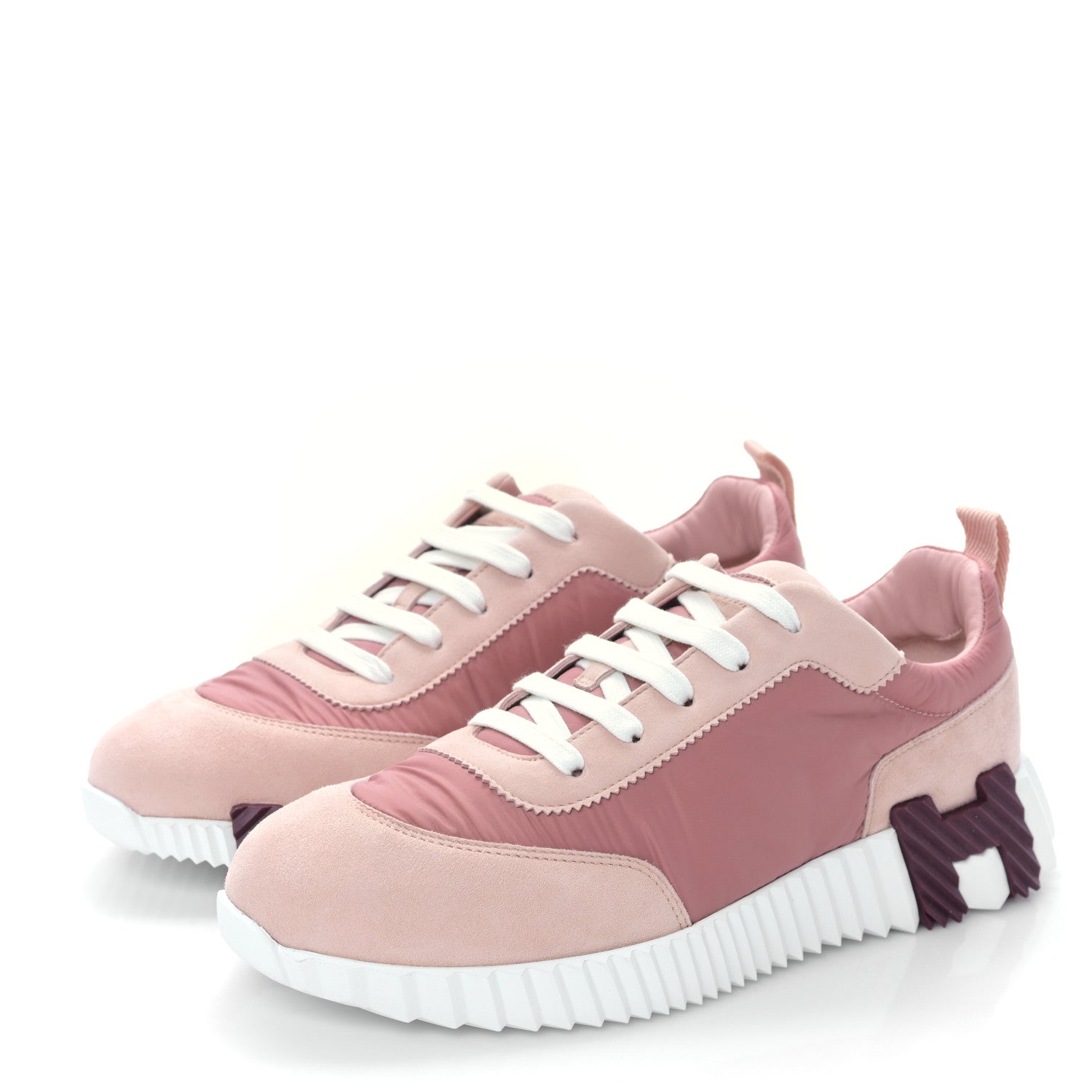 Hermes Parachute Fabric Suede Goatskin Bouncing Sneakers 40 Rose Rose Opaline 4 of 8