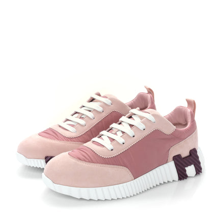 Hermes Parachute Fabric Suede Goatskin Bouncing Sneakers 40 Rose Rose Opaline 4 of 8