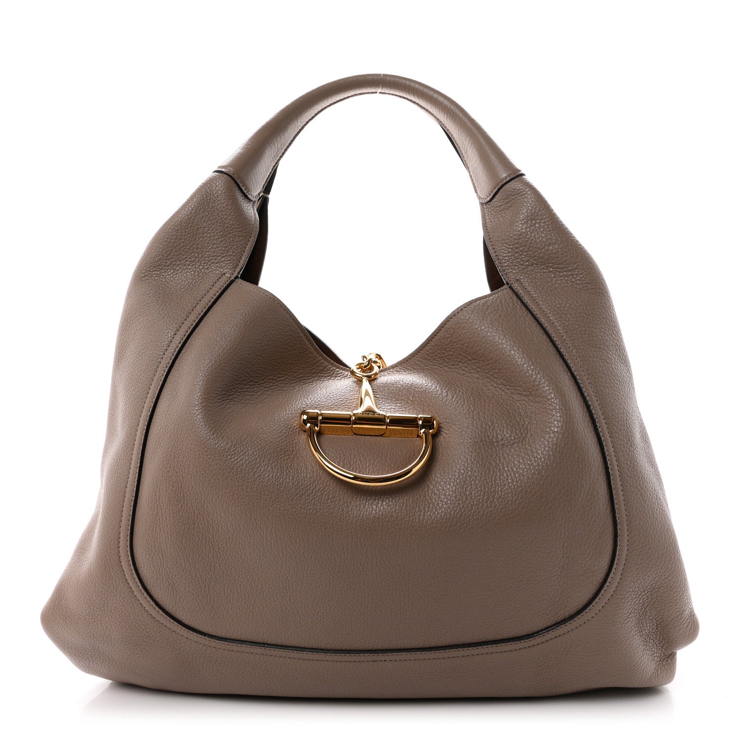 Gucci Grained Calfskin Softbit Maxi Shoulder Bag Taupe 1 of 11
