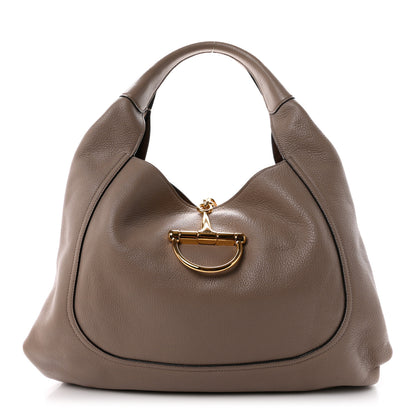 Gucci Grained Calfskin Softbit Maxi Shoulder Bag Taupe 1 of 11