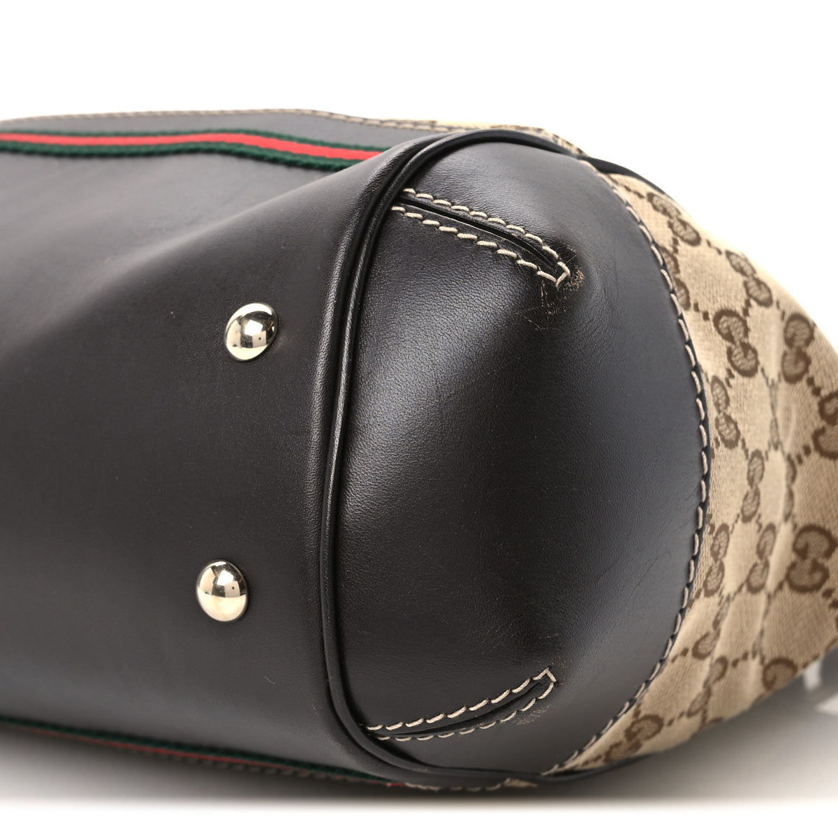 Monogram Web Mayfair Top Handle Satchel Dark Brown
