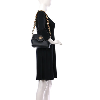Versace Grained Calfskin Medusa Small Top Handle Handbag Black 2 of 9
