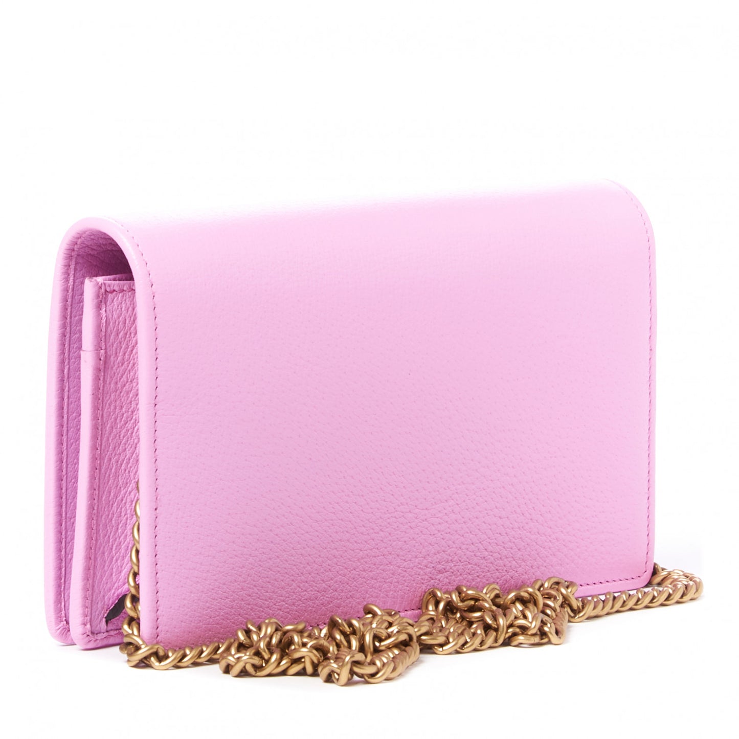 Calfskin Marquise Crystals Mini GG Chain Wallet Malva