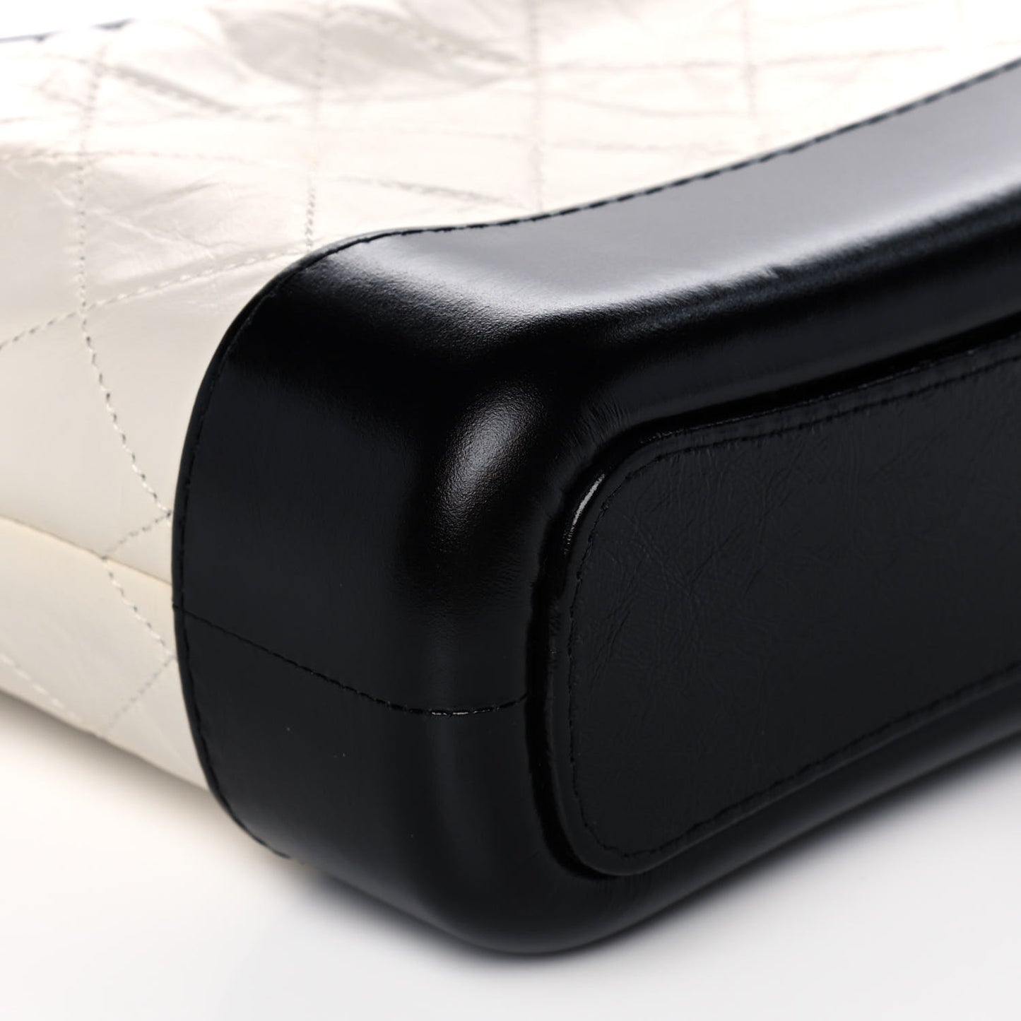 Aged Calfskin Quilted Small Gabrielle Hobo Black White