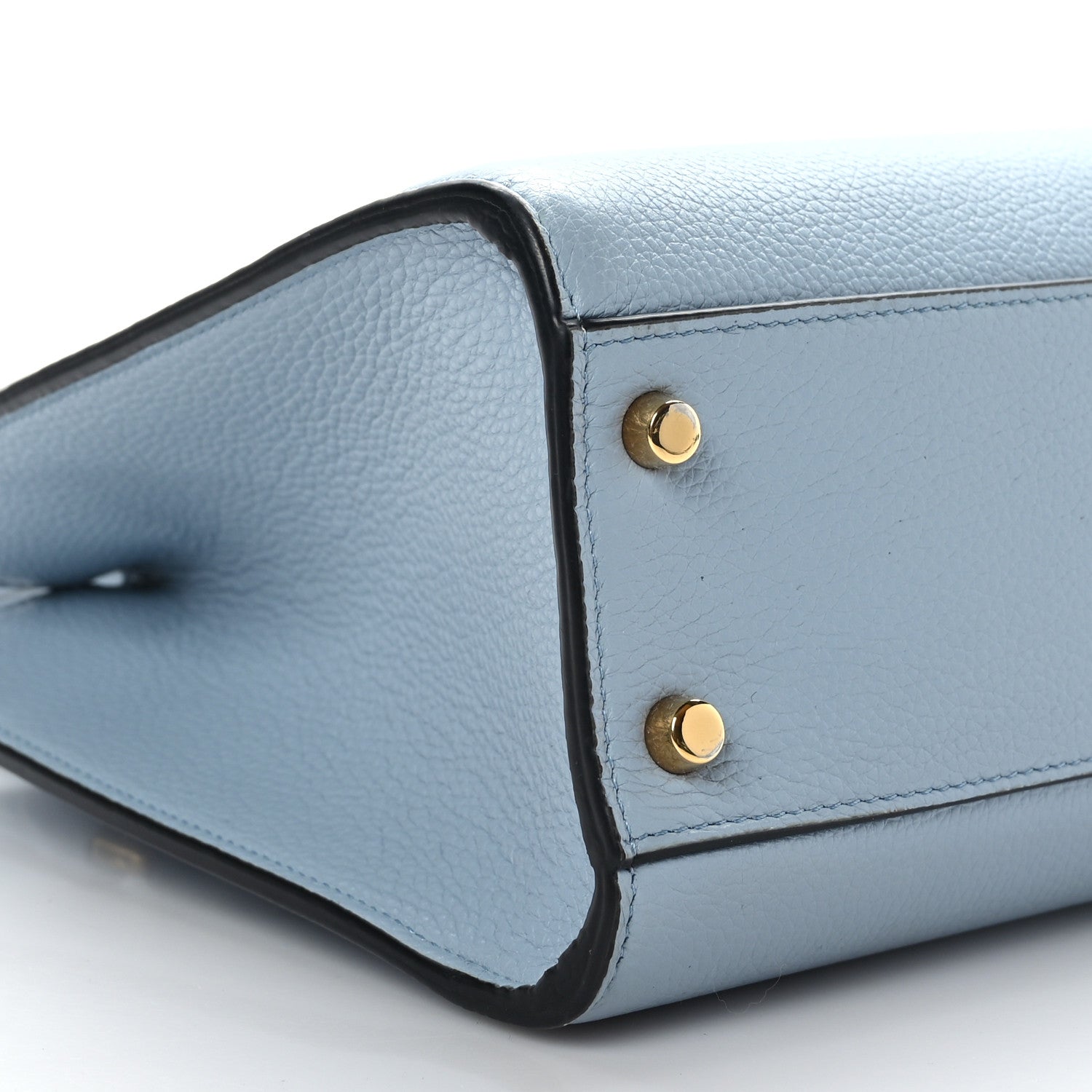Versace Grainy Calfskin Virtus Top Handle Tote Light Blue 7 of 8