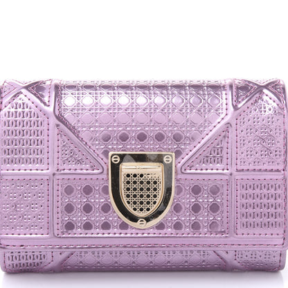 Christian Dior Metallic Patent Micro-Cannage Diorama Elancee Wallet Pink 8 of 8