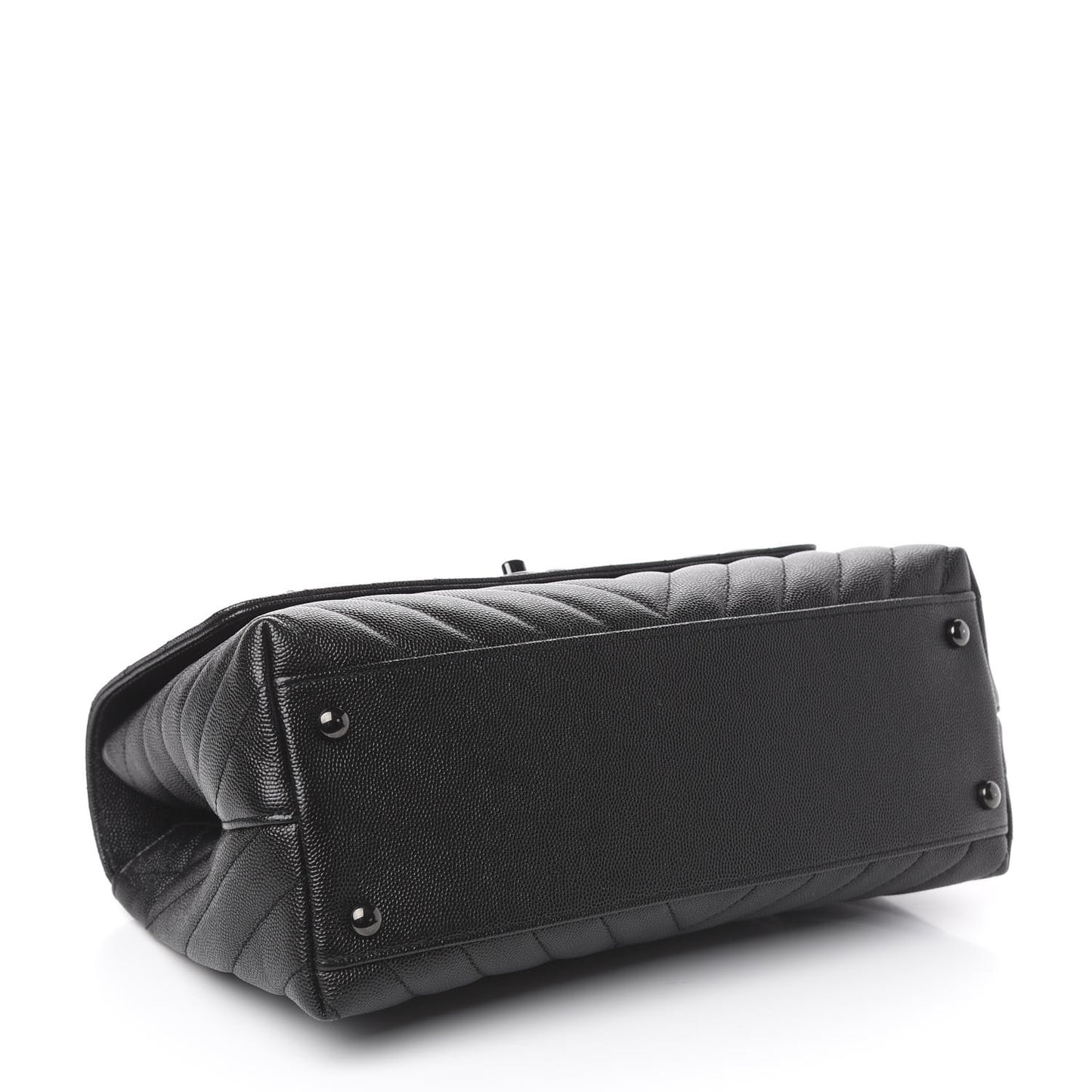 Caviar Chevron Quilted Small Coco Handle Flap So Black