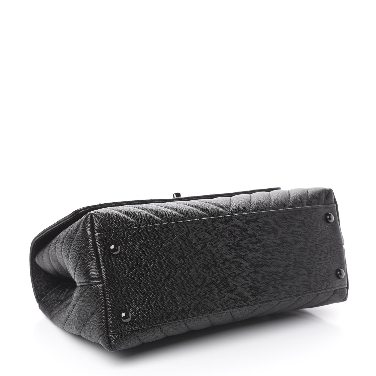 Chanel Caviar Chevron Quilted Small Coco Handle Flap So Black 5 of 12