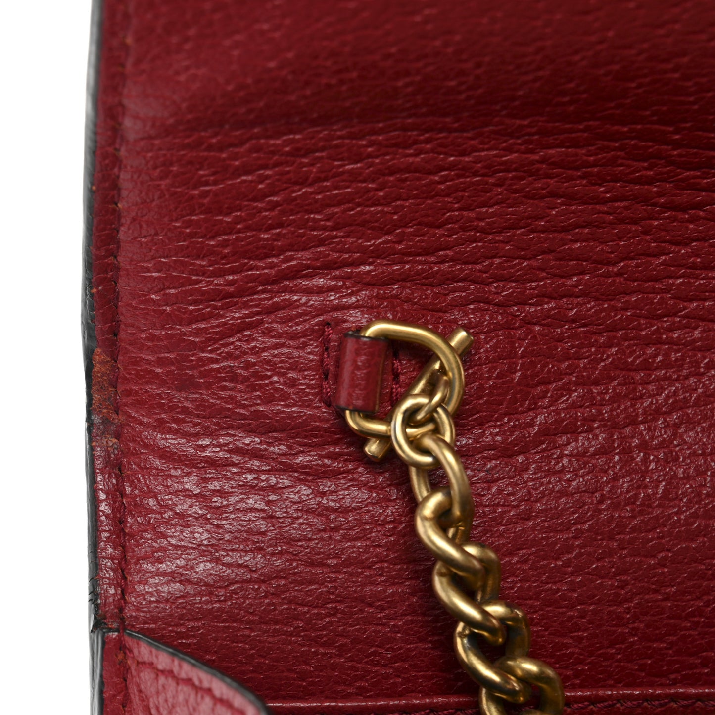 GG Supreme Monogram Web Queen Margaret Chain Wallet Red