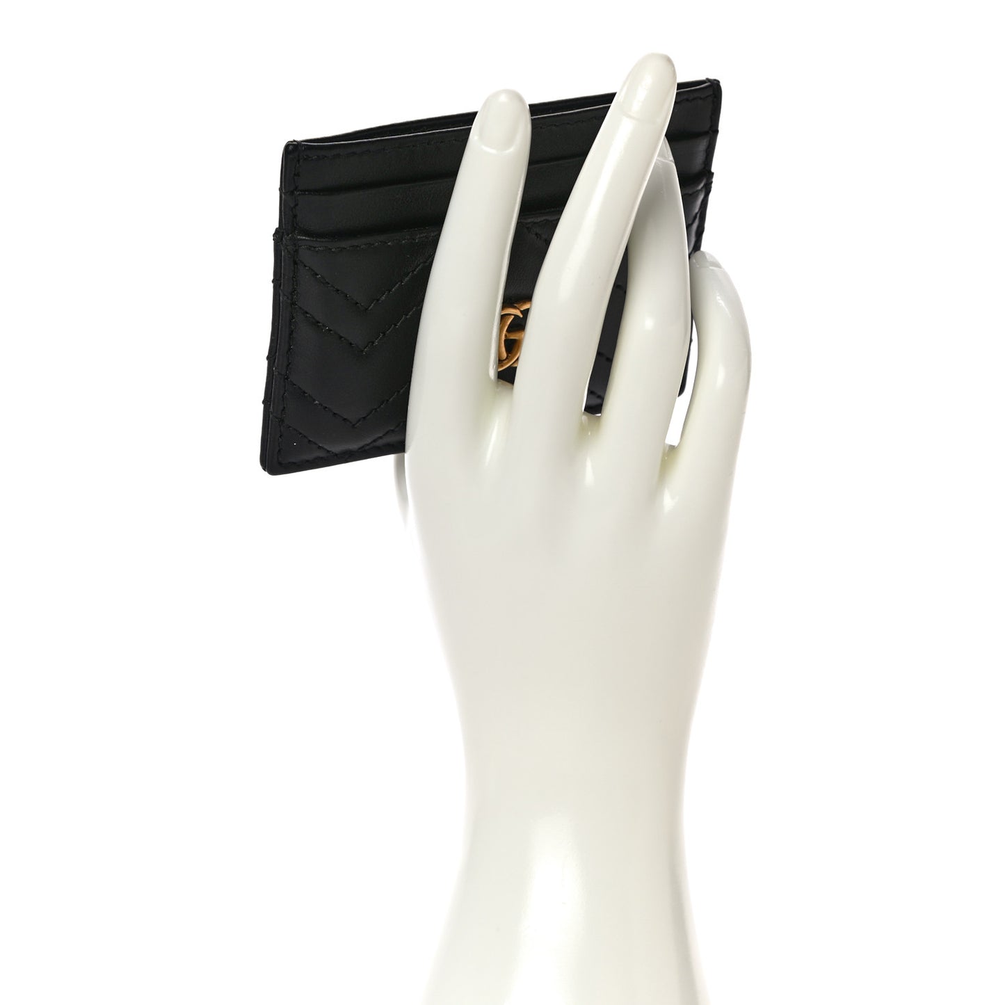Calfskin Matelasse GG Marmont Card Holder Black