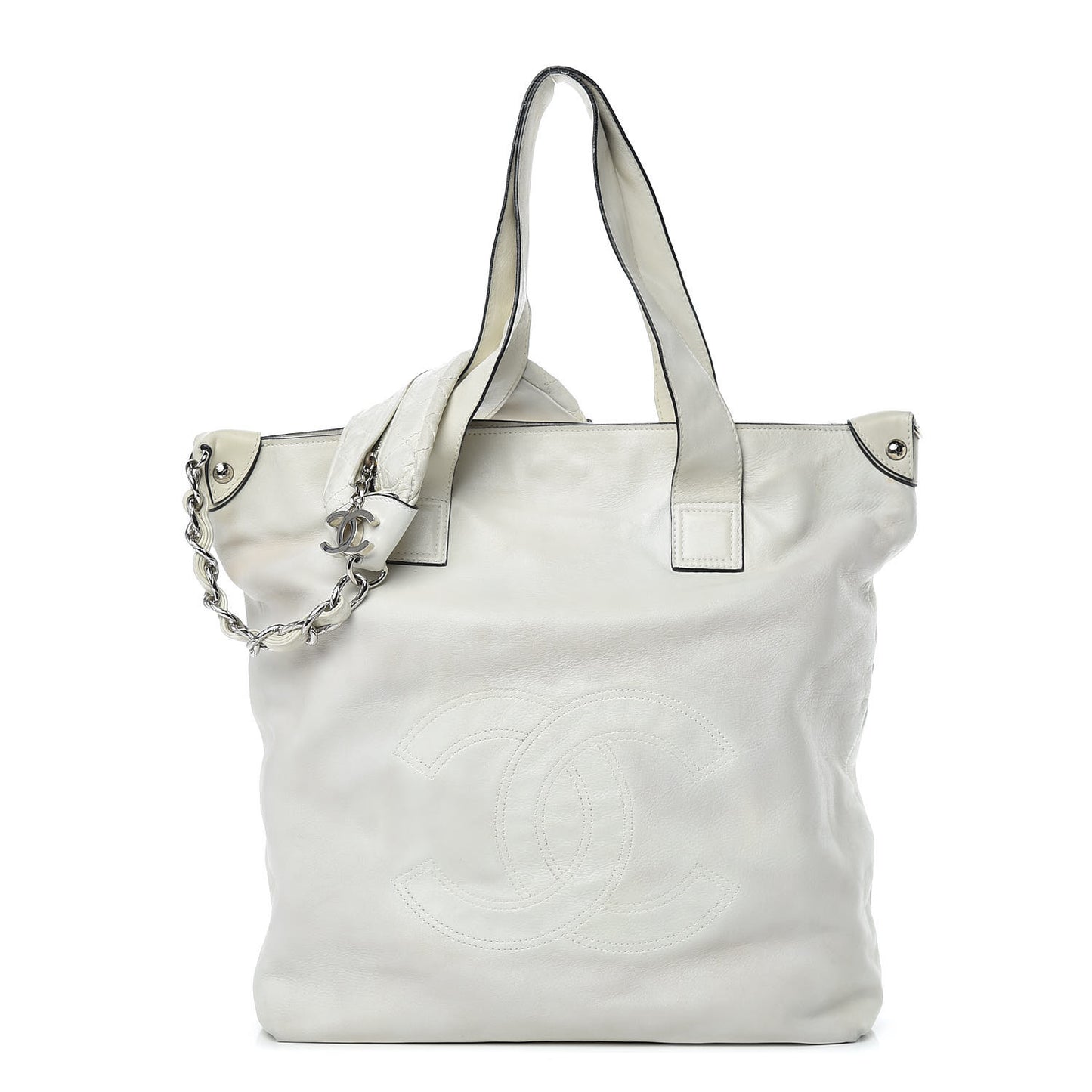 Lambskin Chain CC Tote White