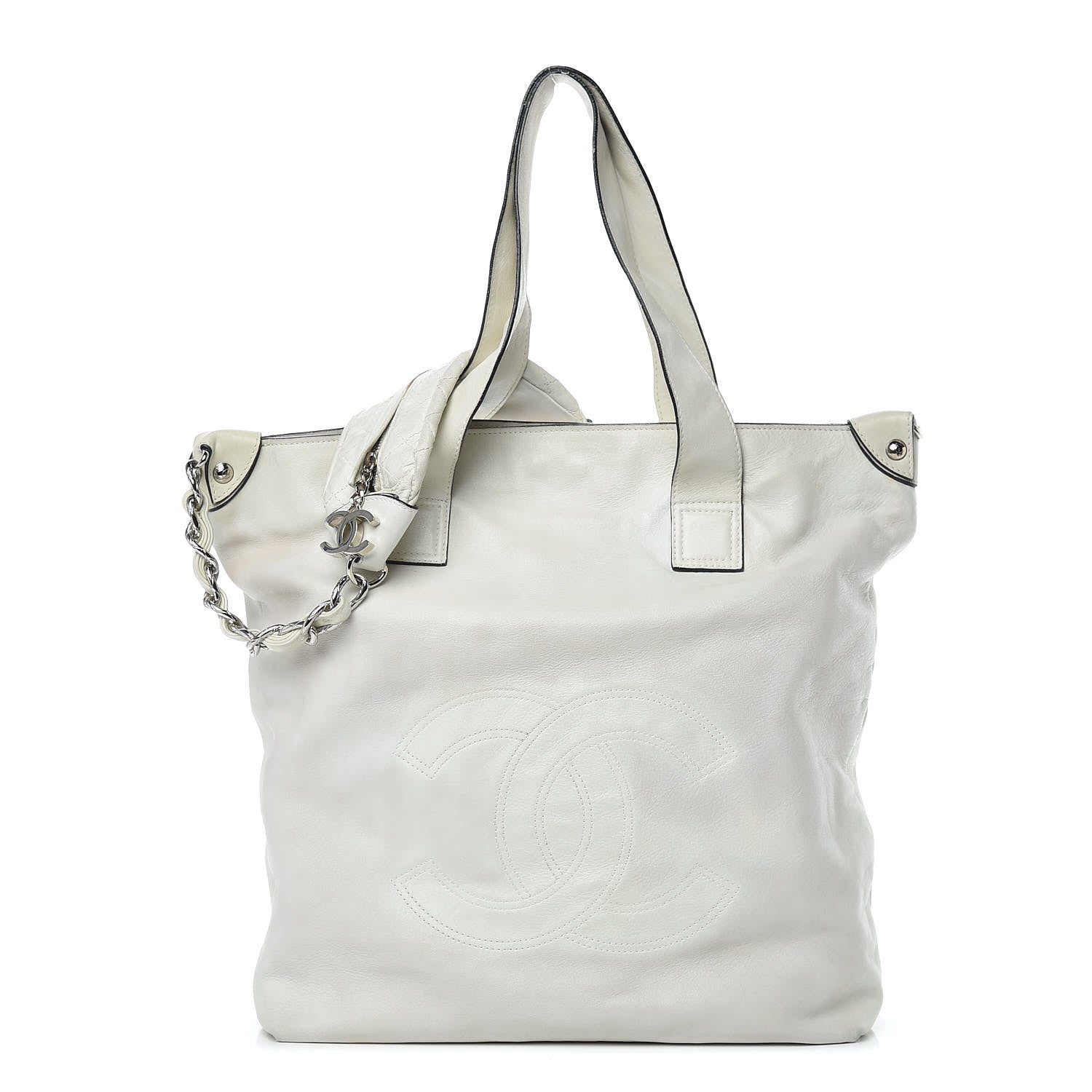Chanel Lambskin Chain CC Tote White 1 of 28