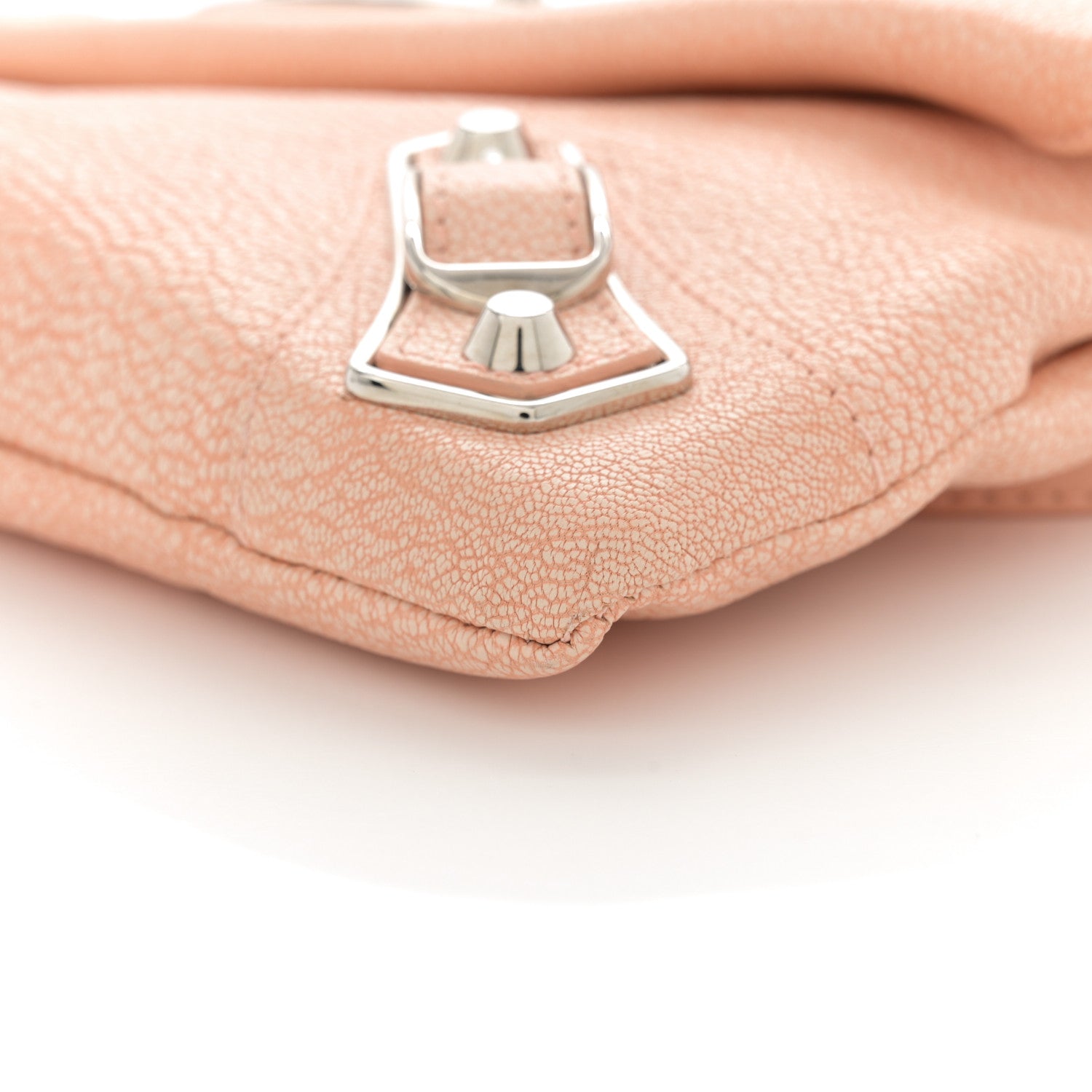 Balenciaga Chevre Silver Metallic Edge Hardware Envelope Clutch Rose Corail 11 of 14