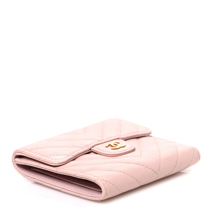 Chanel Calfskin Chevron Quilted Compact Flap Pink 4 of 8