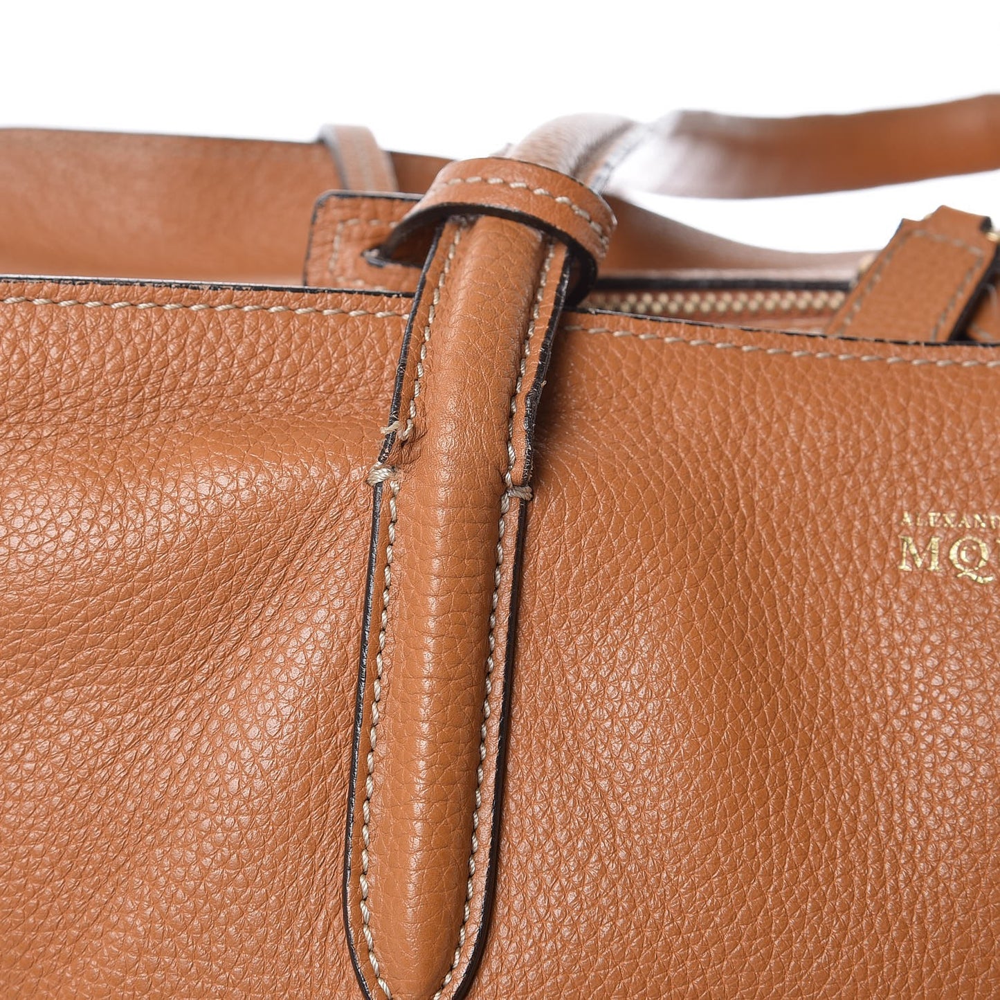 Pebbled Calfskin Large Skull Padlock Zip Around Tote Camel