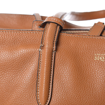 Alexander McQueen Pebbled Calfskin Large Skull Padlock Zip Around Tote Camel 11 of 24