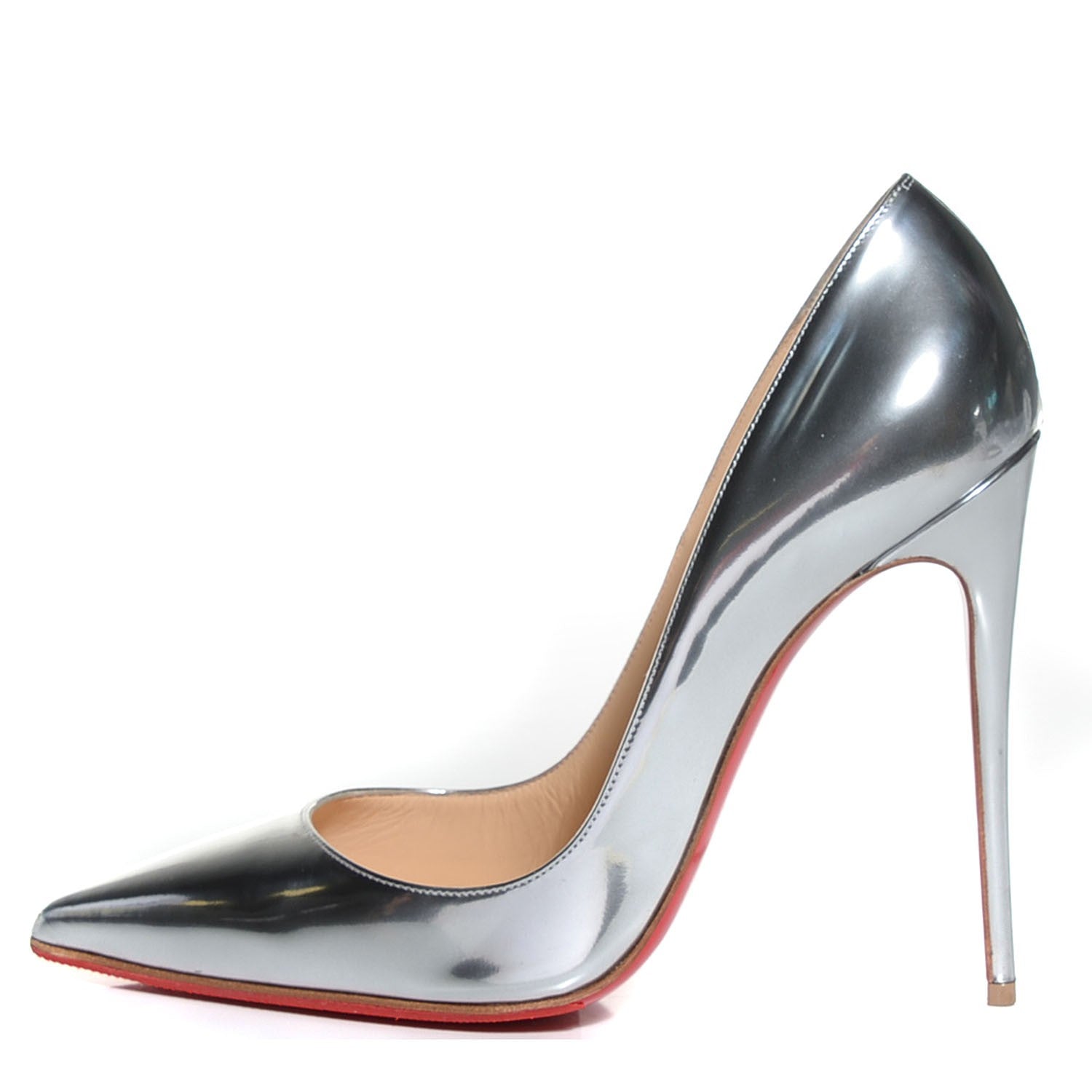 Christian Louboutin Metallic Calfskin So Kate 120 Pumps 38 Silver 1 of 6