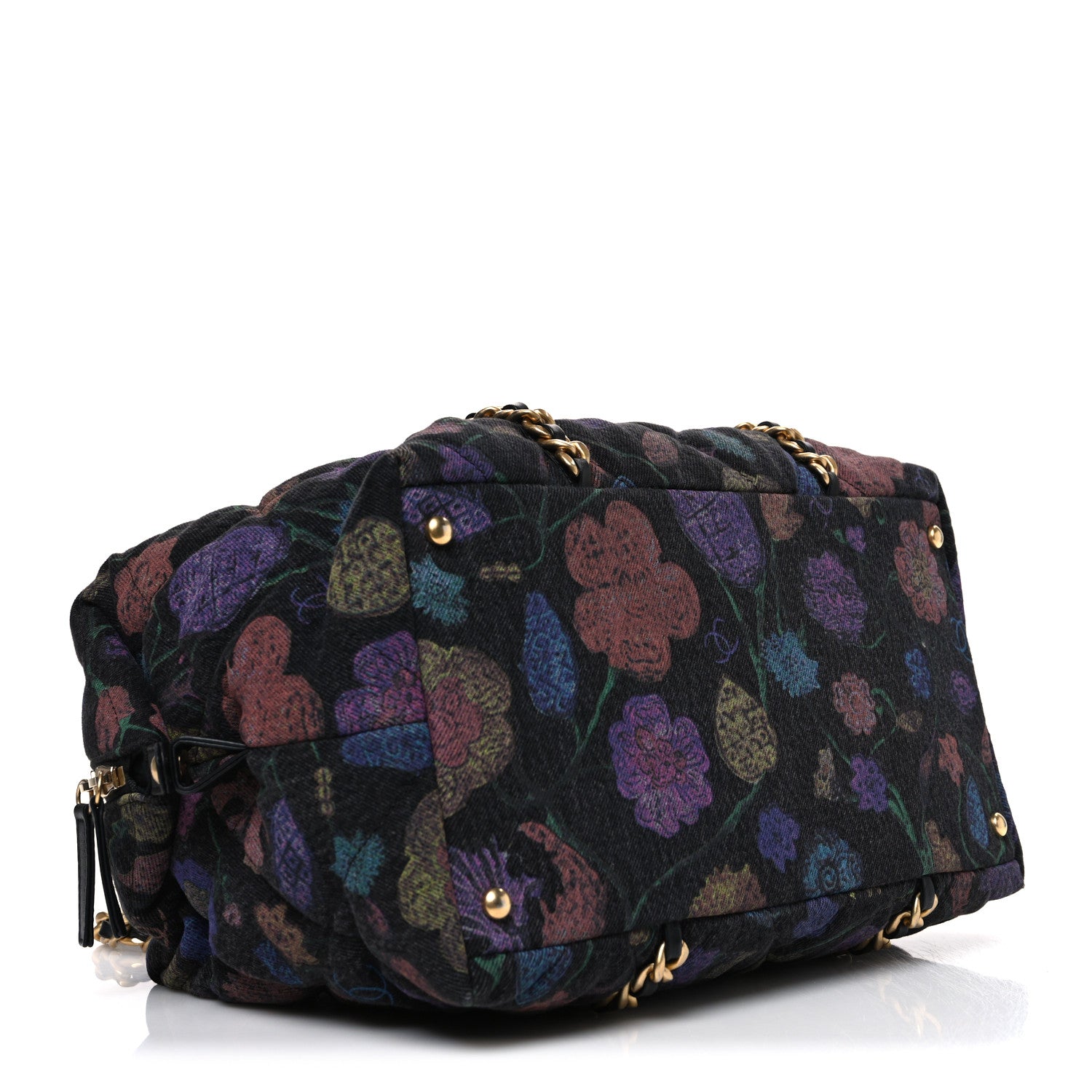Chanel Denim Printed Destination Chenonceau Shoulder Bag Charcoal Multicolor 4 of 10
